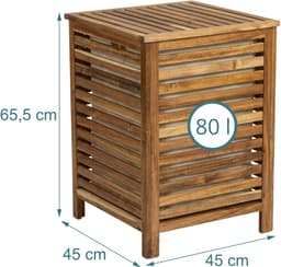 Wasmand - 80 liter - uitneembare waszak - acaciahout — thumbnail 4