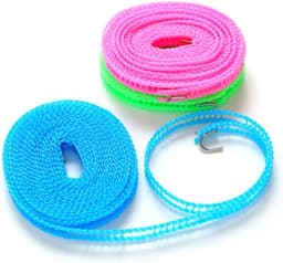 Reiswasrek - Waslijn touw - Kleding drogen - Elastisch en antislip - 5 meter - Willekeurig — thumbnail 1