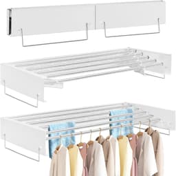 QUOVO® Wanddroogrek - Wasrek - Droogrek- Wit-11cm x 80cm x 41cm — thumbnail 1