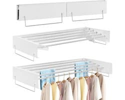 QUOVO® Wanddroogrek - Wasrek - Droogrek- Wit-11cm x 80cm x 41cm