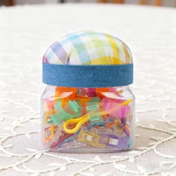 Naaiklemmen Set - Stoffen Clips - Handwerk Projecten - 76 Delige Kit - Handige Pot - Geruite Stijl — thumbnail 4