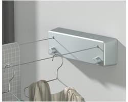 Intrekbare Waslijn - Drooglijn Muur - Kleding Drogen - Roestvrij Staal - 4.2 Meter - Zilver