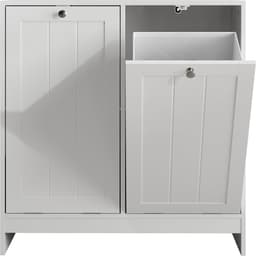 Kantelbare wasmand - Opberger met manden - Kleding sorteren - Uitneembare stoffen manden - 66x33x68cm - Wit — thumbnail 3
