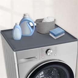 Bovenste afdekking voor wasmachine en droger, siliconen mat voor wasmachine en droger, bovenste bescherming, antislip, krasbestendig, werkblad afdekking voor bijkeuken, hittebestendig (grijs, L) — thumbnail 3