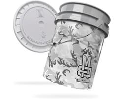 MAGIC BUCKET Wasemmerset voor auto, handwas, camouflage, grijs, met bijpassend emmerdeksel, ca. 20 liter, compatibel met Grit Guard, Detail Guardz Dirt Lock, Chemical Guys, Dirt Trap
