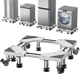 Wasmachinebasis met wielen - Onderstel wasmachine Verhoger wasmachine - Apparaten verplaatsen - Verstelbaar frame - 545-67 cm - Wit — thumbnail 1