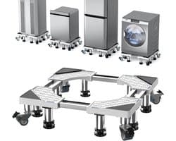 Wasmachinebasis met wielen - Onderstel wasmachine Verhoger wasmachine - Apparaten verplaatsen - Verstelbaar frame - 545-67 cm - Wit