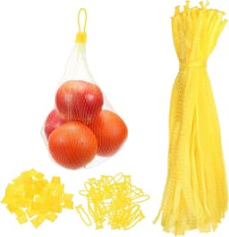 Netzakken voor Producten - Opbergzakken Mesh - Boodschappen Doen - Ademend Mesh Ontwerp - 40 cm 100 stuks - Geel — thumbnail 1