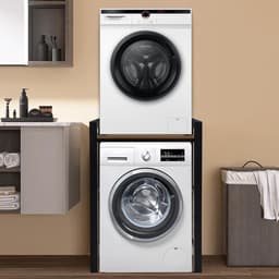 wasmachine en droger boven elkaar, wasmachine-onderstel, opbergrek boven de wasmachine, wasmachinekast, draagvermogen 350 kg, opbergrek voor bijkeuken (zwart, 75 x 65 x 105 cm) — thumbnail 2