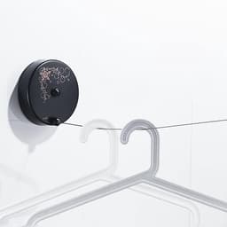 Intrekbare waslijn - Telescopisch droogrek - Kleding drogen - Roestvrijstalen constructie - 28 meter - Zwart — thumbnail 2