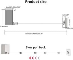 Cosensi - Retractable Clothes Line - Kledinglijn - Stevig en duurzaam - 4.2 meter - Buitenlijn - Ideaal voor tuin en balkon - 2 stuks — thumbnail 4