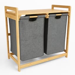 BEGRYF - Wassorteerder - bamboe - 2 vakken - grijs - 70x35x68 cm — thumbnail 1