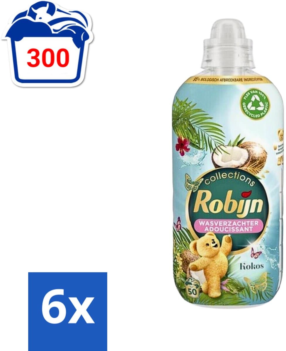 Robijn Collections - Wasverzachter - Kokos - 1,25L - 50 Wasbeurten - Voordeelverpakking - 6 stuks — afbeelding 1