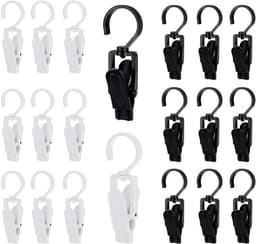 20 Draaibare Wasknijpers Cliphaken voor Kleding Gordijnen Hoeden Zwart en Wit. — thumbnail 1