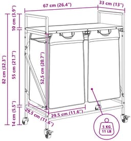 vidaXL - Wasmand - 2 - vakken - met - planken - sonoma - eikenkleurig — thumbnail 2