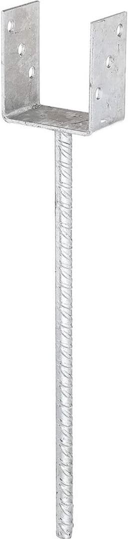 Alberts 212711 U-paalhouder met versteviging, stalen betonanker, thermisch verzinkt, vrije breedte 121 mm, lengte betonanker 400 mm — thumbnail 1