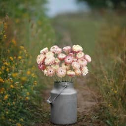 Gedroogde paarse en roze strochrysanten — thumbnail 3