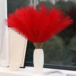 Gedroogde bloemen, pampasgras, decoratie, woonkamer, gedroogde bloemen, wollig faux boho voor het decoreren van de slaapkamer, woonkamer, bruiloft (rood) — thumbnail 1