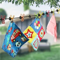 Reiswaslijn met 12 clips - elastische, draagbare waslijn voor outdoor, vakantie en camper (kleur) — thumbnail 3