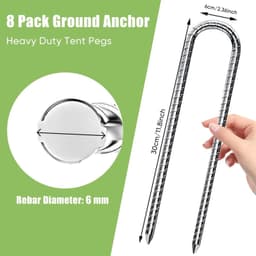 Set van 8 U-vormige Grondpinnen van Gegalvaniseerd Staal, 30 cm — thumbnail 3