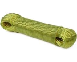 Waslijn met stalen kern - Stabiel droogkoord - Kleding drogen - Weerbestendig PVC coating - 50 meter lengte - Geel