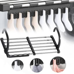 Radiatorwasrek, Uitschuifbare Wasdrogerrail, Opvouwbaar Wasrek Met Verstelbare Armen. — thumbnail 2