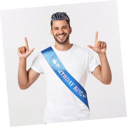 1set Verstelbare Verjaardagskroon Sjerp Set Voor Mannen Duurzame Feestdecoraties Voor Verjaardagen Bruiloften Prom Glitterende Kroon Sjerp Van — thumbnail 3