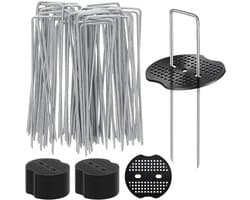 Grondankers, grondhaken 50 stuks + 50 stuks sluitringen (150 x 40 mm, Ø 2,5 mm), anti-roest, verzinkte haringen, voor - ShopVlot
