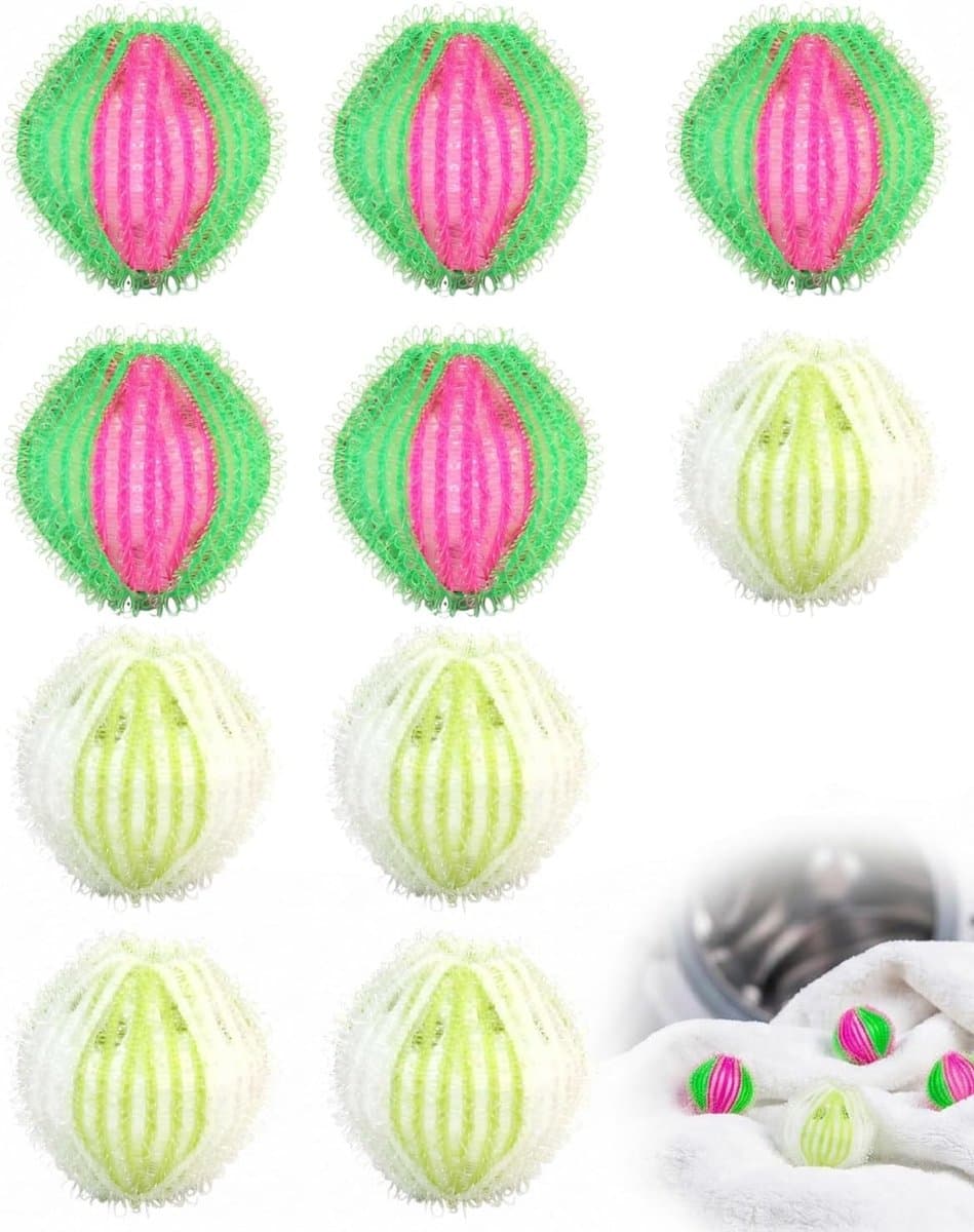 10 ballen voor de wasmachine 3,5 cm, ballen voor het verwijderen van dierenharen en haren tegen pluisjes, voor was en droger, gemengde kleuren. — afbeelding 1