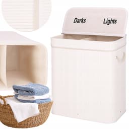Springos Wasmand | 100 Liter | 2 Vakken | Lights | Darks | Wit — thumbnail 5