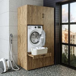 Roomart SERIE 2 Wasmachine Ombouwkast 179x205 cm - met Hoge Kast 45 - Eiken — thumbnail 2