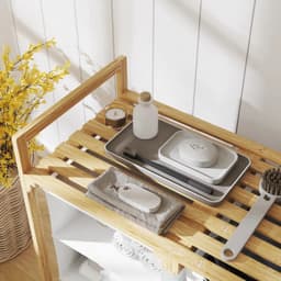 Wasmand met waszak - Opbergrek bamboe - Kast - Badkamerkast - 70x36x70 cm — thumbnail 5