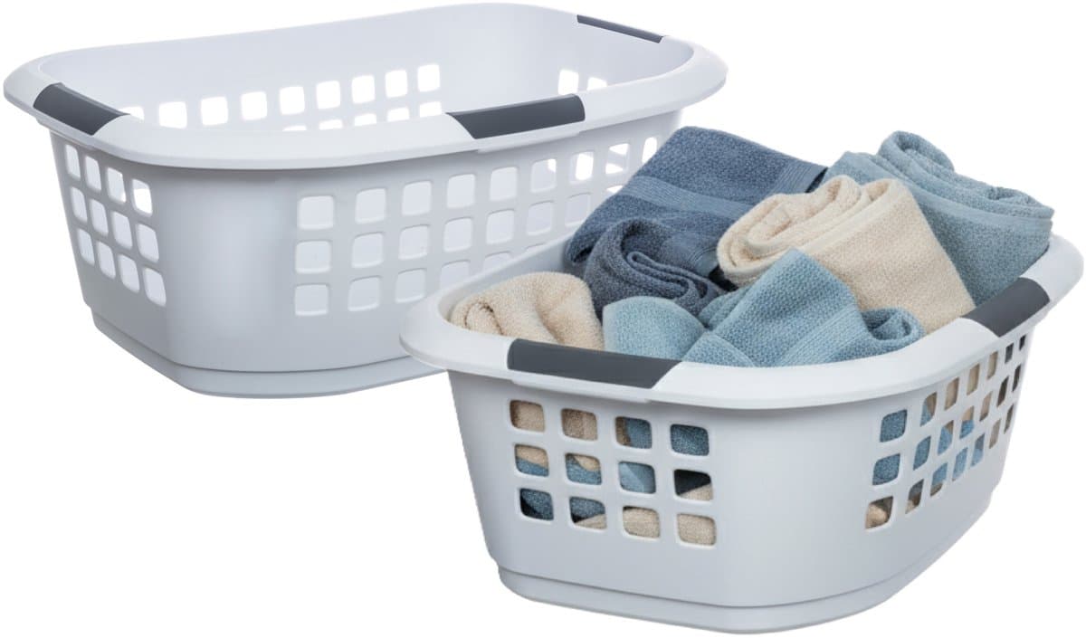 Benson Wasmand extra groot - 2x - wit - kunststof - 51 liter - 67 x 47 x 27 cm - ruime wasmanden — afbeelding 1