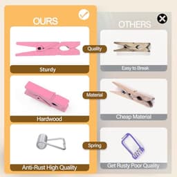 Mini Houten Gekleurde Wasknijpers Licht Roze - Pack van 128 — thumbnail 2