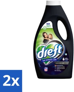 2 x Dreft Vloeibaar Wasmiddel Zwart & Donker 32 Wasbeurten 1,4 liter - Wasmiddel - Donkere Kleding - Kleurbescherming - Wasverzachter - Vlekkenverwijderaar — thumbnail 1