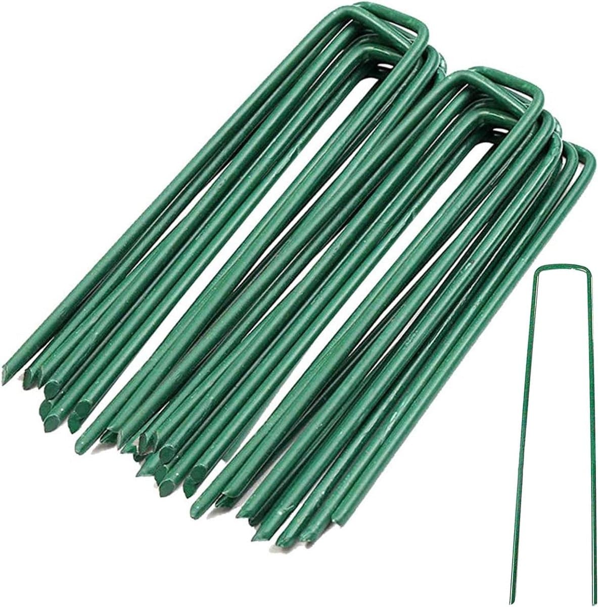 Tuingrondankers - Tuinharingen nietjes - Bodem vastzetten - Verzinkt staal - 15 cm 20 stuks - Groen — afbeelding 1