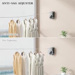 Tolvia Waslijn Uittrekbaar - Waslijndraad 4.2 Meter - Uittrekbare & Automatische Roldrooglijn - Intrekbare waslijn met muurbevestiging - Grijs — thumbnail 2