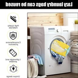 Set van 2 Schoenwaszakken voor Sneakers en Sportschoenen, 39 cm, Wasmachine Bescherming met Rits, Grijs-Geel en Turquoise Accenten — thumbnail 3