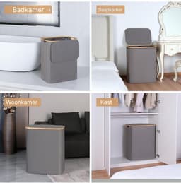 KIRA® Wasmand 2 Vakken - Wasmand -Wasbare binnenzakken - 40cm x 20cm x 60cm — thumbnail 3