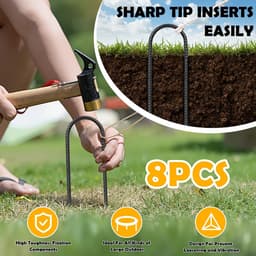Dailygoods- Grondankers 30 cm - 8 Stuks - Tuinharingen/Staken - Membraanharingen - Voor Harde Vloeren - Voor Tuin/Camping - Tentharingen — thumbnail 5