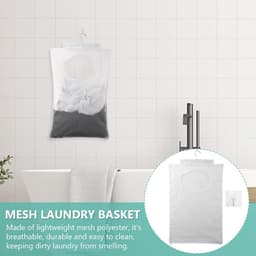 Dailygoods - Duurzame waszak - Op te hangen wasmand - Doorzichtige mesh-polyester - Wit - Zelfklevende haken - Perfect voor organisatie - Ideaal voor... — thumbnail 3