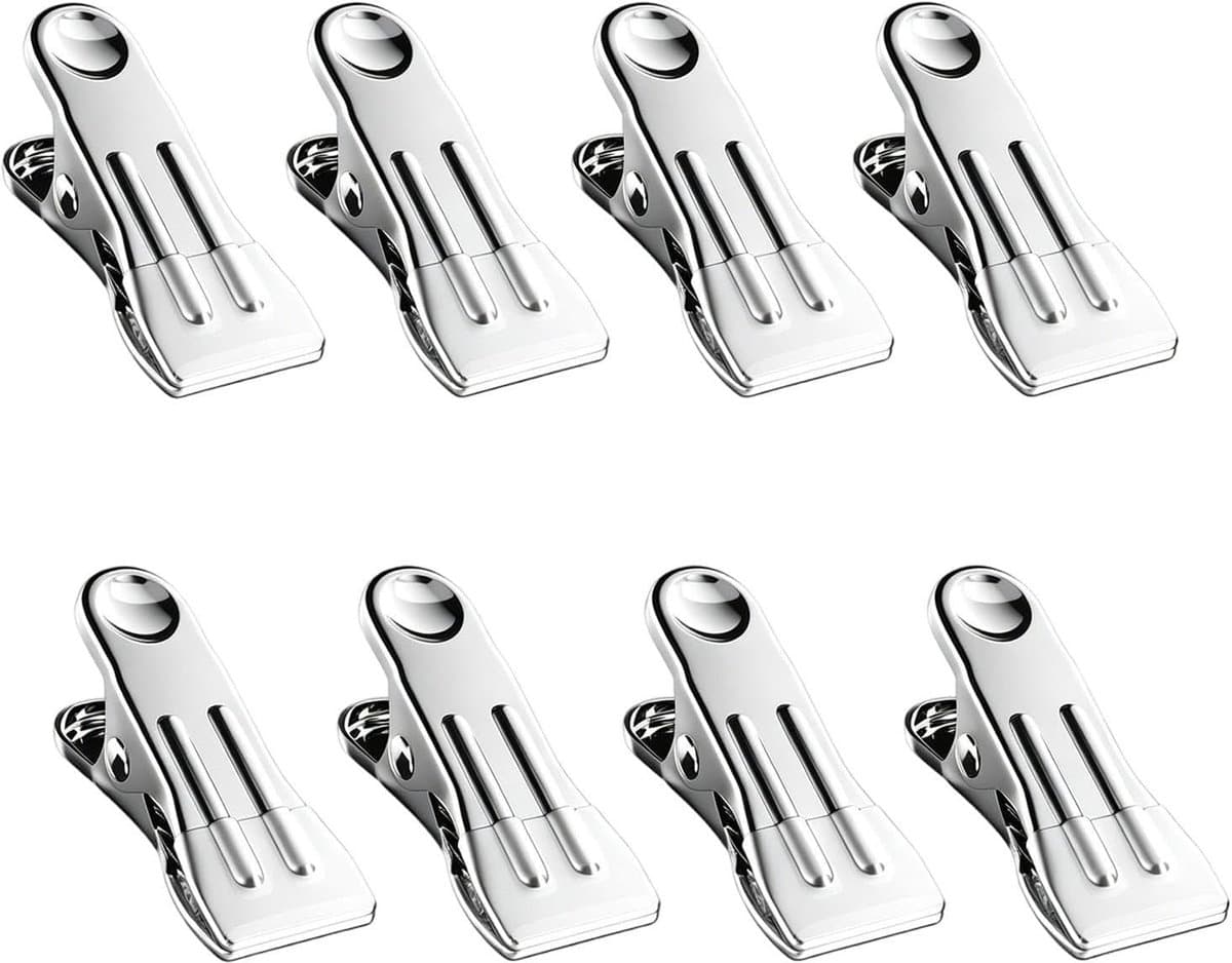Wasknijpers - Opbergklemmen Kleding - Kleding Droge - Roestvrijstalen Duurzaamheid - 8 stuks - Wit — afbeelding 1