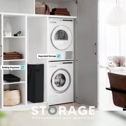 Dailygoods- Wasmand 45L - Opvouwbaar - Moderne Wasverzamelaar - Handvatten - Zwart - Geschikt voor slaapkamer/badkamer - Kledingmand — thumbnail 5