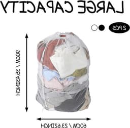 Set van 2 Wasnetten 60 x 90 cm, Grote Waszak met Trekkoord, Ideaal voor Kleding, Dekbedovertrekken en Speelgoedopslag tijdens Reizen of in de Studentenkamer — thumbnail 5
