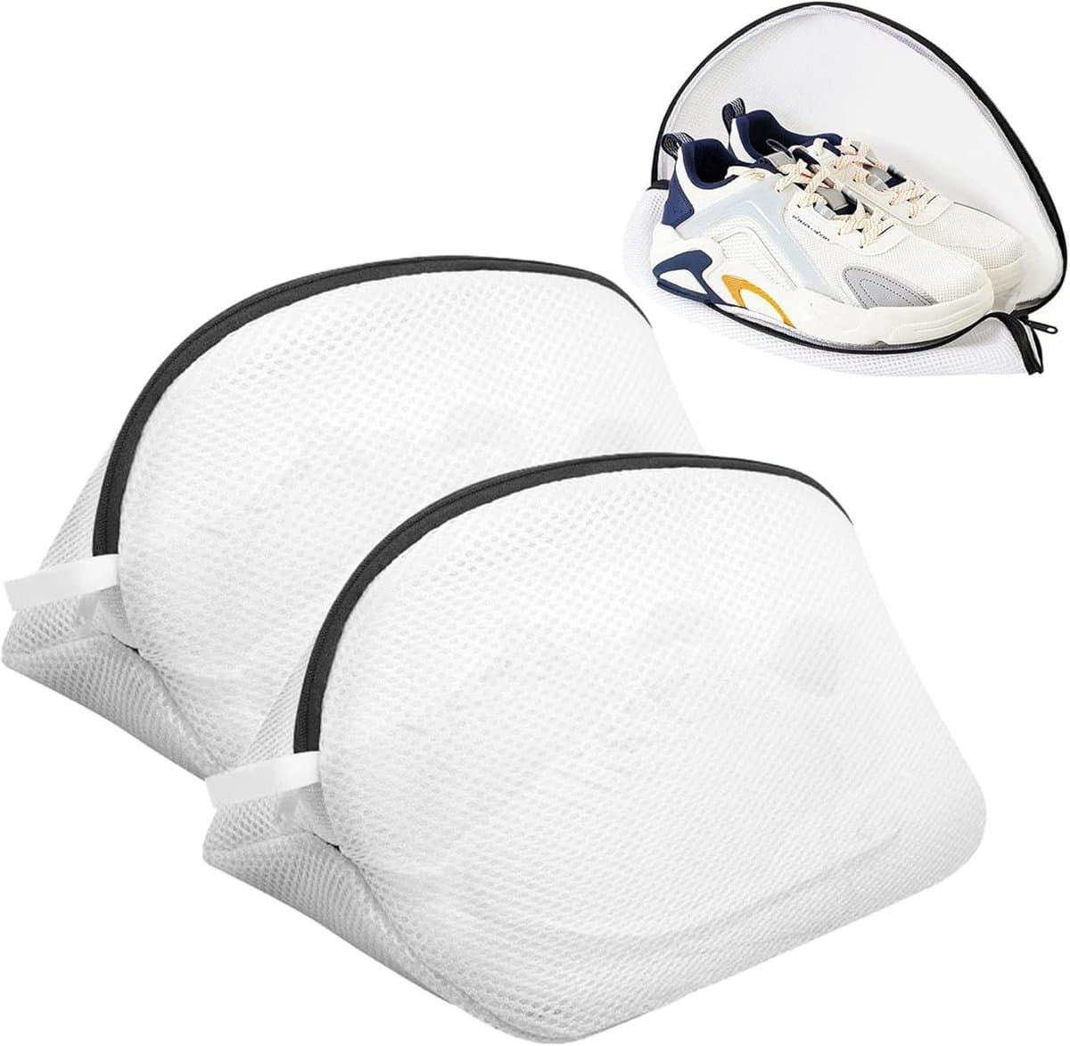Wasnet voor schoenen, 2-delige mesh tas met rits, 40 x 25 x 25 cm, ideaal voor sneakers, sokken en delicate was. — afbeelding 1