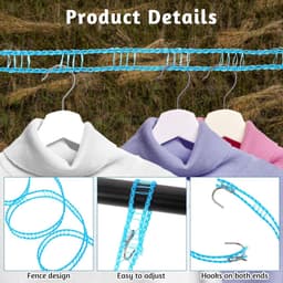 2 Stuks Antislip Waslijn Met Haken - Draagbare Reiswaslijn Voor Camping, Huishouden, Tuin en Buiten (5 Meter) — thumbnail 4
