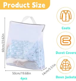 Wasnetten, reiswaszak met handvat, herbruikbare waszak, voor ondergoed, sokken, zijden overhemden en andere kleding (50 x 60 x 14 cm) — thumbnail 5