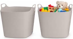 Excellent Houseware Flexibele emmer - 2x - beige - 15 liter - kunststof - vierkant - 37 x 30 cm — thumbnail 1