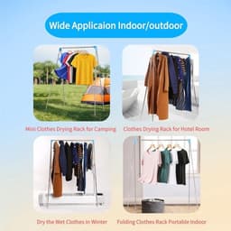 Droogrek - met Stang - Inklapbaar Wasrek - Extra Groot Droogrek - Extra stevig en licht - Geschikt voor reizen - Inklapbaar Droogrek - Mini - 135*90*73cm - Staand Kleding Wasdroogrek - Droogtoren - kleding droogrek - Badkamer/Balkon/Binnen/Buiten — thumbnail 5