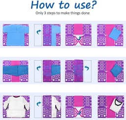 Vouwplank voor kleding, overhemden, wassen, volwassenen, vouwplank, kleding, T-shirt, vouwplank, was, vouwplank, verstelbaar, overhemdvouw (roze en paars) — thumbnail 3